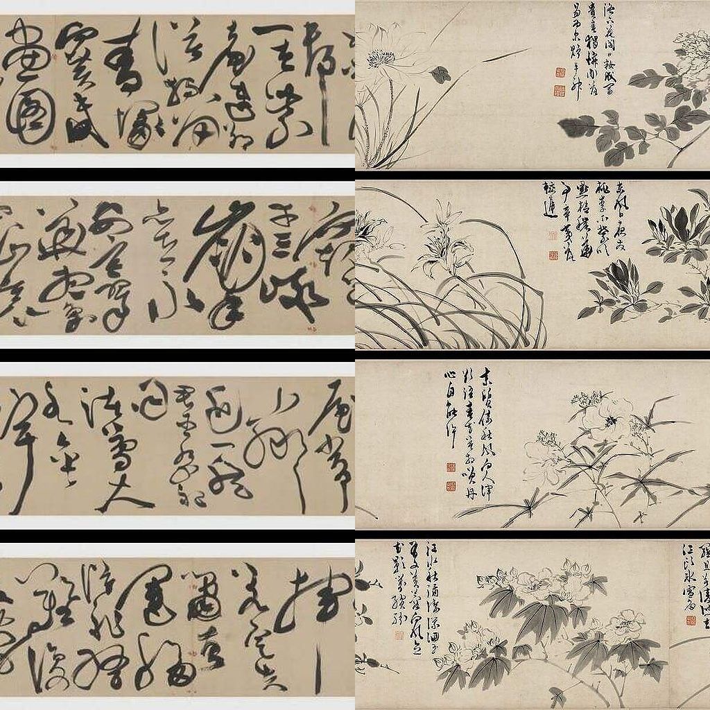 草书诗三首卷/墨笔花卉图卷缩略图